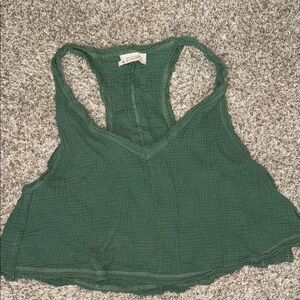 Free People Green Textured Tank Top